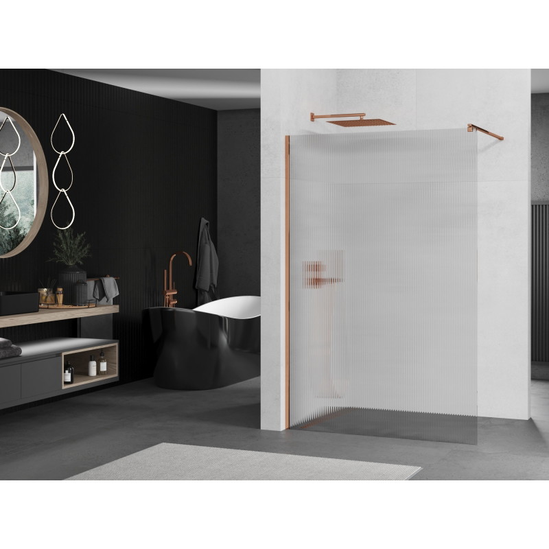 Mexen Kioto душ параван Walk-in 80 x 200 cm, райета 8 mm, розово злато - 800-080-101-60-09