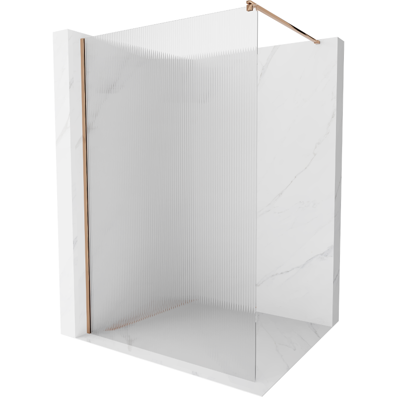 Душ параван Mexen Kioto Walk-in 100 x 200 cm, 8 mm ивици, розово злато - 800-100-101-60-09