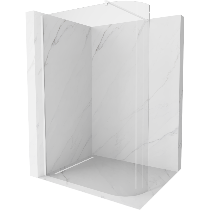 Mexen Kioto-R овална душ стена Walk-in 110 x 200 см, прозрачна 8 мм, бяла- 800-110-101-20-06