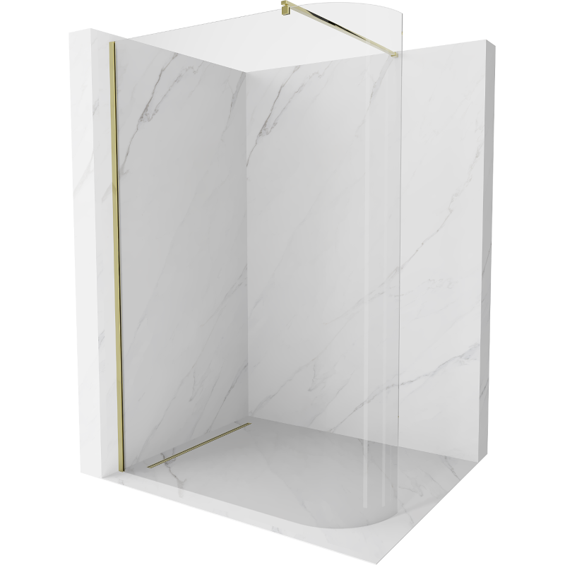 Mexen Kioto-R закръглена душ стена Walk-in 110 x 200 см, прозрачна 8 мм, златна - 800-110-101-50-06