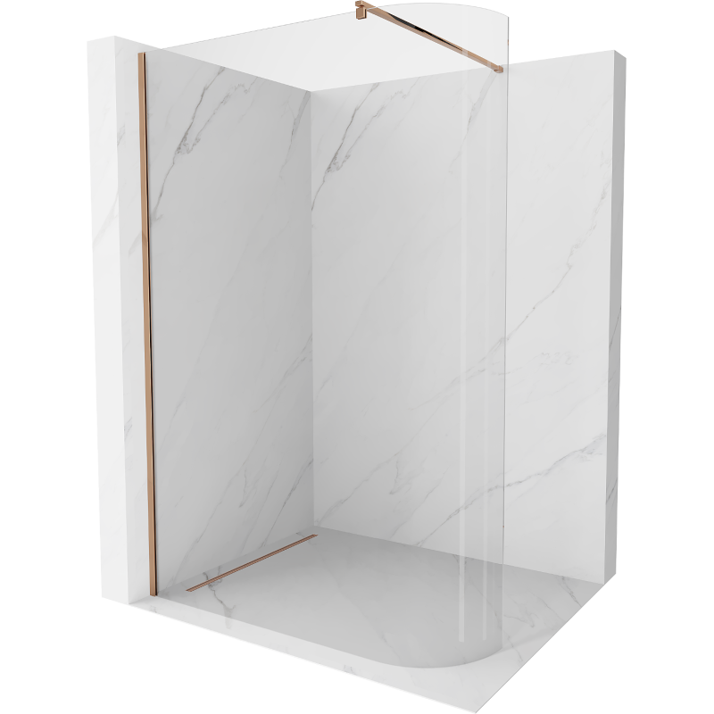 Mexen Kioto-R заоблена преграда за душ Walk-in 100 x 200 см, прозрачна 8 мм, розово злато - 800-100-101-60-06