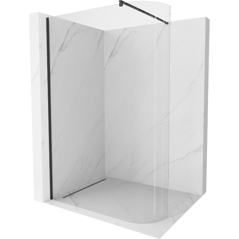 Mexen Kioto заоблена стена за душ Walk-in 80 x 200 см, прозрачна 8 мм, черна - 800-080-101-70-06