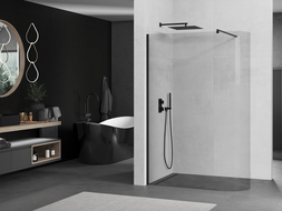 Mexen Kioto закрита душова стінка Walk-in 90 x 200 см, прозора 8 мм, чорна - 800-090-101-70-06
