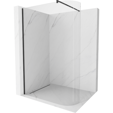 Mexen Kioto-R заоблена душ стена Walk-in 110 x 200 см, прозрачна 8 мм, черна - 800-110-101-70-06
