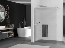 Mexen Kioto+ душ преграда с рафт Walk-in 90 x 200 см, райета, хром - 800-090-121-01-09