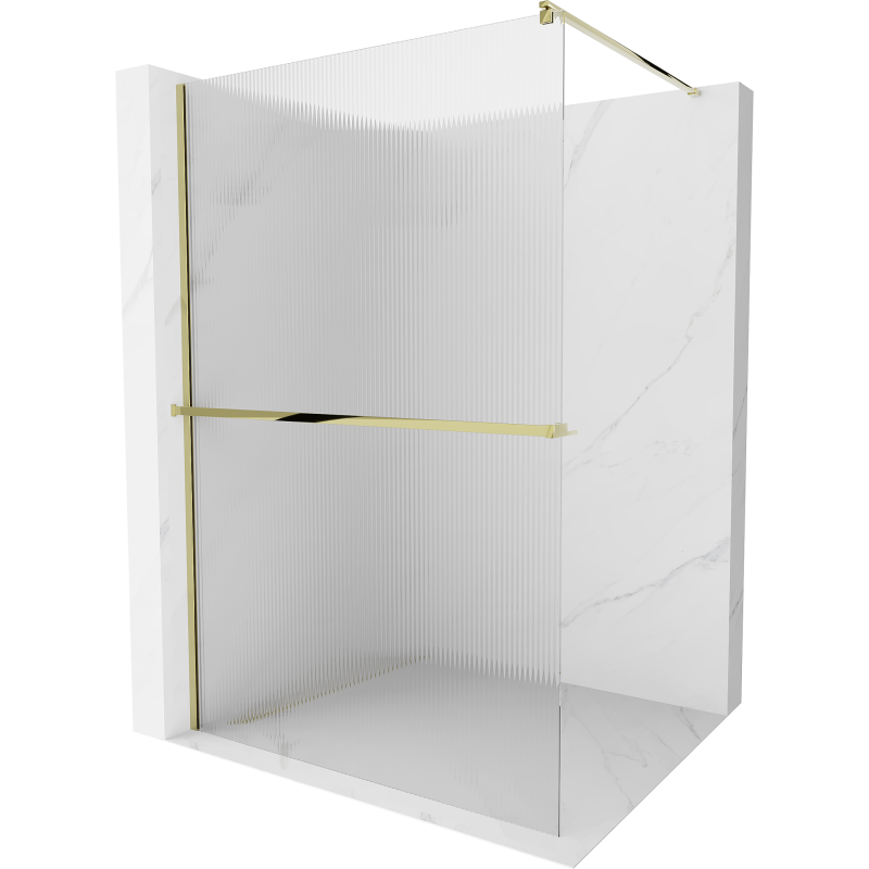 Mexen Kioto+ душ параван с рафт Walk-in 100 x 200 cm, райета, златист - 800-100-121-50-09