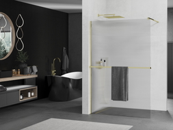 Mexen Kioto+ душ стена с рафт Walk-in 130 x 200 см, райета, златна - 800-130-121-50-09