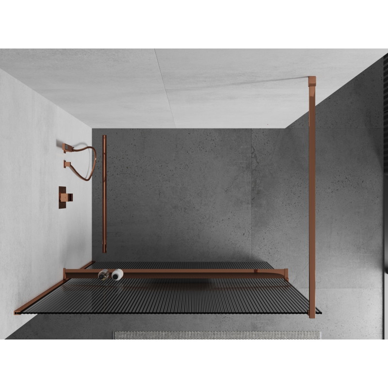 Mexen Kioto+ душ панел с рафт Walk-in 70 x 200 см, райета, розово злато - 800-070-121-60-09