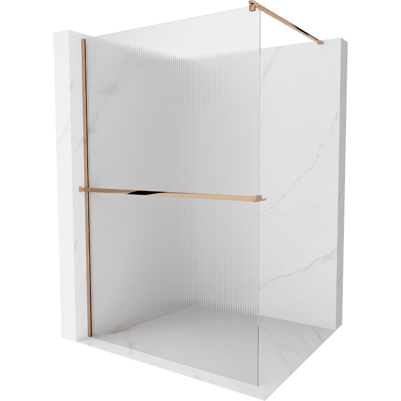 Mexen Kioto+ душ кабина с рафт Walk-in 110 x 200 см, райета, розово злато - 800-110-121-60-09