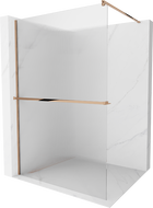 Mexen Kioto+ стенна душа с рафт Walk-in 120 x 200 см, прозрачно стъкло, розово злато - 800-120-121-60-09
