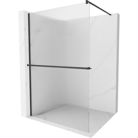 Mexen Kioto+ душ панел с рафт Walk-in 70 x 200 см, райета, черен - 800-070-121-70-09