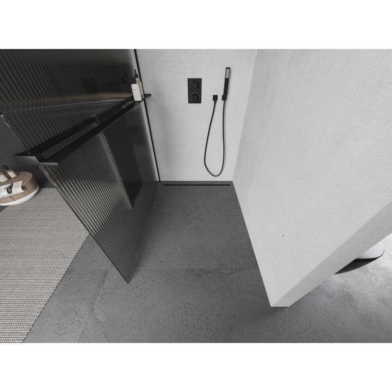 Mexen Kioto+ душ кабина с рафт Walk-in 80 x 200 см, райета, черна - 800-080-121-70-09