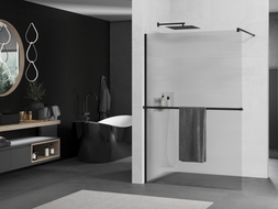 Mexen Kioto+ душ стена с рафт Walk-in 90 x 200 cm, ивици, черна - 800-090-121-70-09