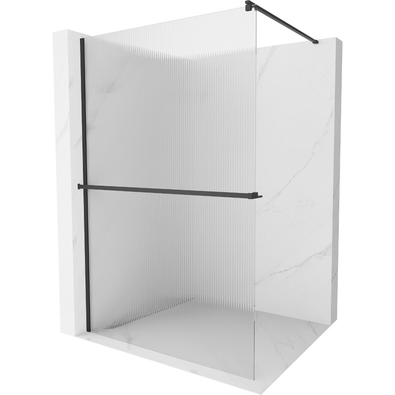 Mexen Kioto+ душ стена с рафт Walk-in 100 x 200 см, ленти, черна - 800-100-121-70-09