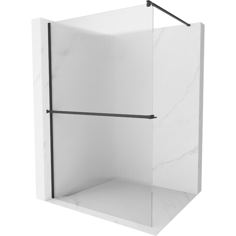 Mexen Kioto+ душ параван с рафт Walk-in 130 x 200 см, ивици, черен - 800-130-121-70-09