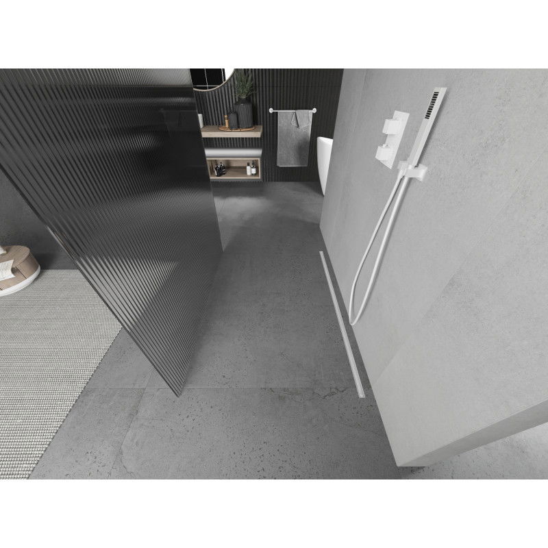 Mexen Kioto свободностояща душ стена 120 x 200 см, райета 8 мм, бяла - 800-120-002-20-09