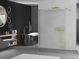 Mexen Kioto самостоятелна душ кабина 120 x 200 см, райета 8 мм, златна - 800-120-002-50-09