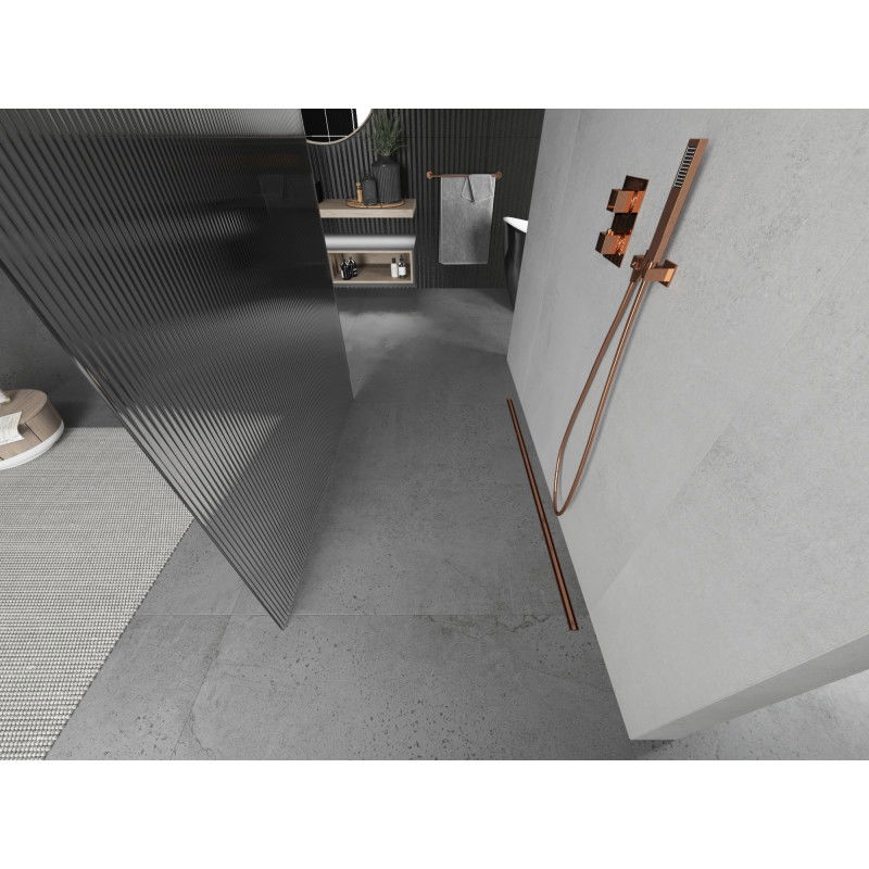 Mexen Kioto свободностояща душ стена 110 x 200 см, ивици 8 мм, розово злато - 800-110-002-60-09