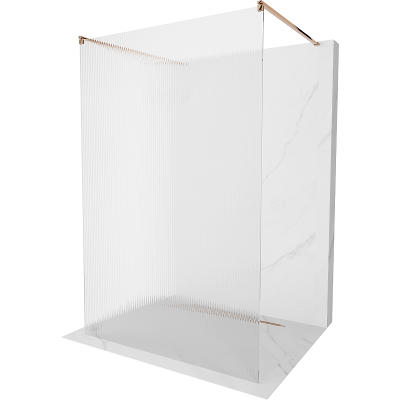 Mexen Kioto свободно стояща душ стена 140 x 200 cm, ивици 8 mm, розово злато - 800-140-002-60-09