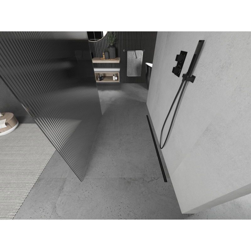 Mexen Kioto самостоятелна душ-преграда 100 x 200 cm, ивици 8 mm, черна - 800-100-002-70-09