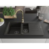 Mexen Matias гранитна мивка 1,5-камерна с отцедник и кухненски смесител Savita,