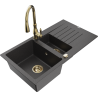 Mexen Matias гранитна мивка с 1,5 камери с отцедник и кухненски смесител Savita,