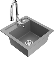 Mexen Vito мивка от гранит с 1 отделение и кухненски смесител Savita, сив - 6503-71-672601-00