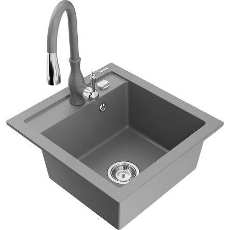 Mexen Vito гранитна кухненска мивка с 1 отделение и кухненски смесител Savita,