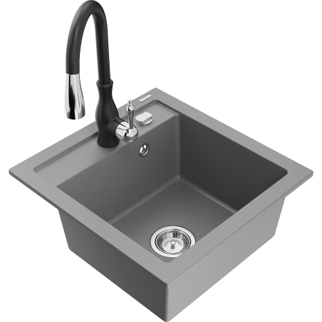 Mexen Vito гранитна кухненска мивка с 1 отделение и кухненски смесител Savita,