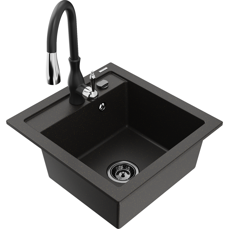 Mexen Vito гранитна мивка с 1 камера с кухненски смесител Savita,