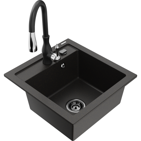 Mexen Vito гранитна мивка с 1 камера с кухненски смесител Savita,