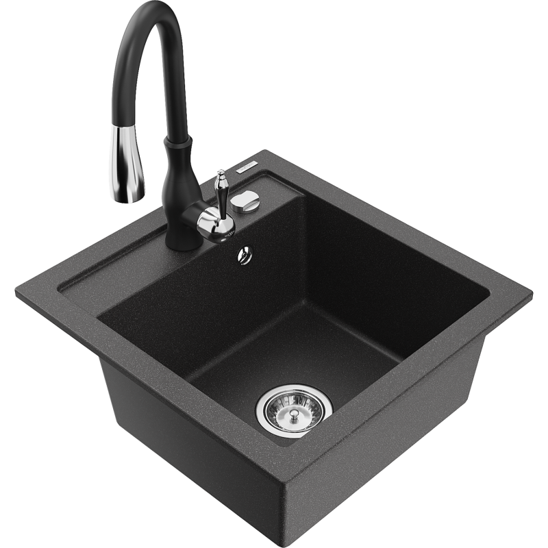 Mexen Vito гранитна кухненска мивка с една камера с кухненски смесител