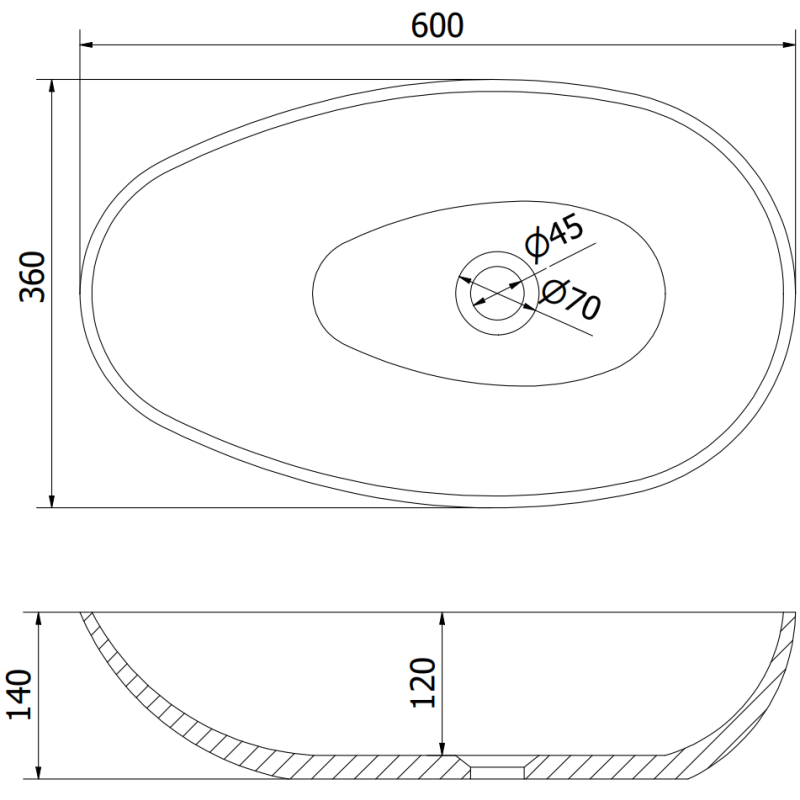 Mexen Nora плот умивалник от конгломерат 60 x 36 cm, бял - 23056001