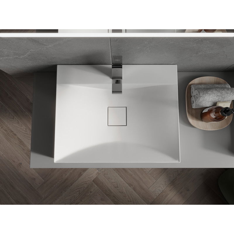 Mexen Poli плотова мивка от конгломерат 1/O 60 x 48 см, бяла - 23026001