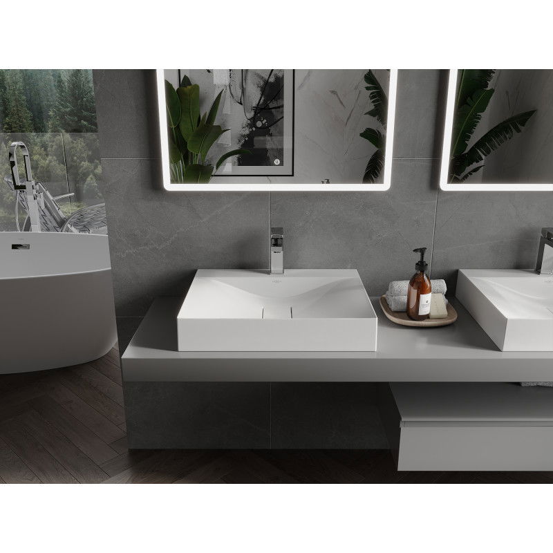 Mexen Poli плотова мивка от конгломерат 1/O 60 x 48 см, бяла - 23026001