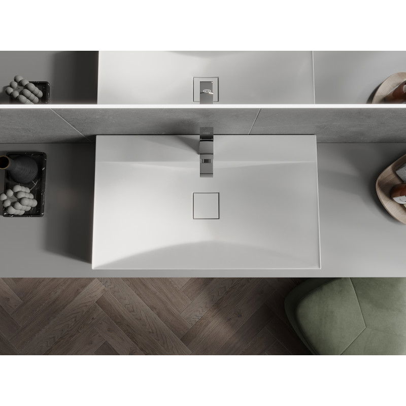 Mexen Poli конзолен мивка от конгломерат 1/O 80 x 48 cm, бяла - 23028001