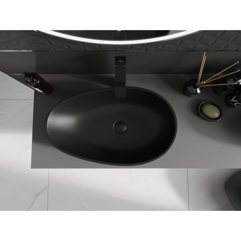 Mexen Nora конгломератна умивалник върху плот 60 x 36 см, черен - 23056071