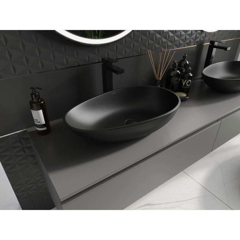 Mexen Nora конгломератна умивалник върху плот 60 x 36 см, черен - 23056071