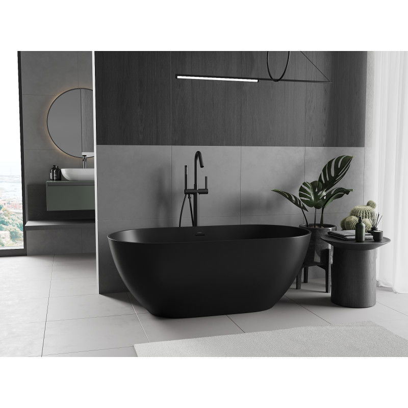 Mexen Rimini самостоятелна вана от конгломерат 150 x 75 см, черен мат - 57241507570