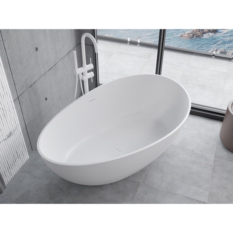 Mexen Parma самостоятелна вана от конгломерат 160 x 95 cm, бял мат - 57231609500