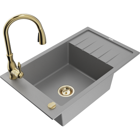 Mexen Elias гранитна мивка с 1 корито с отцедник и кухненски смесител
