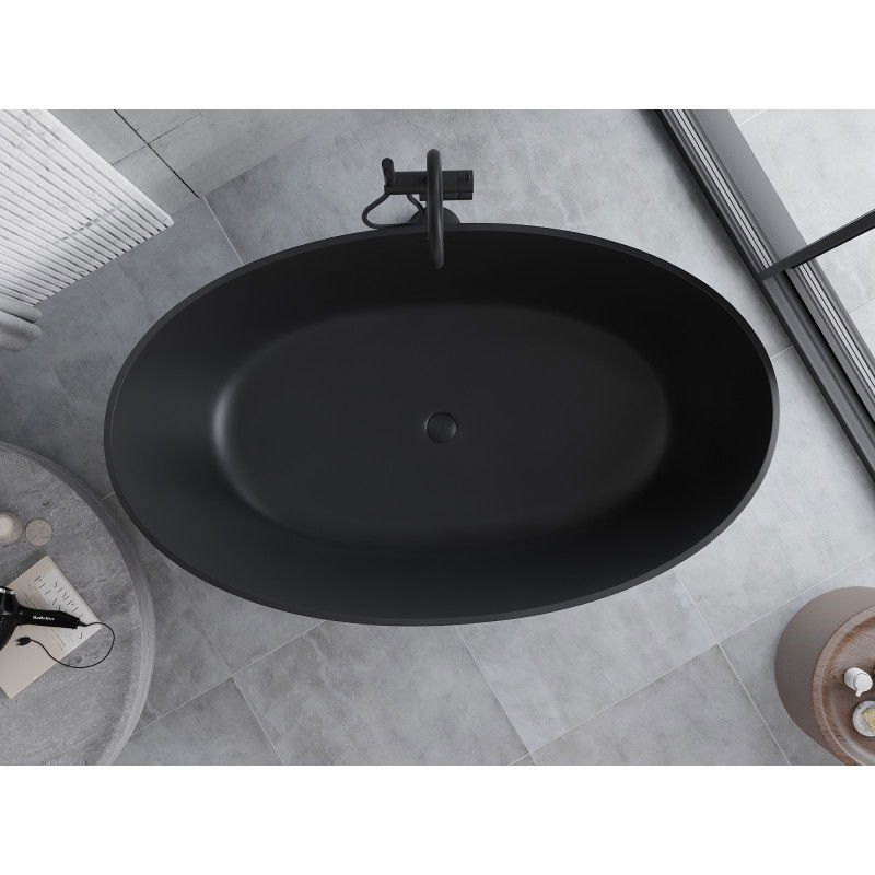 Mexen Parma свободностояща вана от конгломерат 160 x 95 см, черна матова - 57231609570