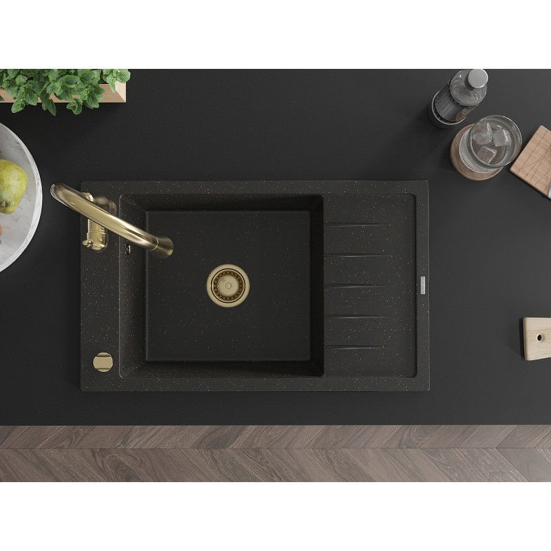 Mexen Elias гранитна мивка с 1 отделение, с отцедник и кухненски смесител