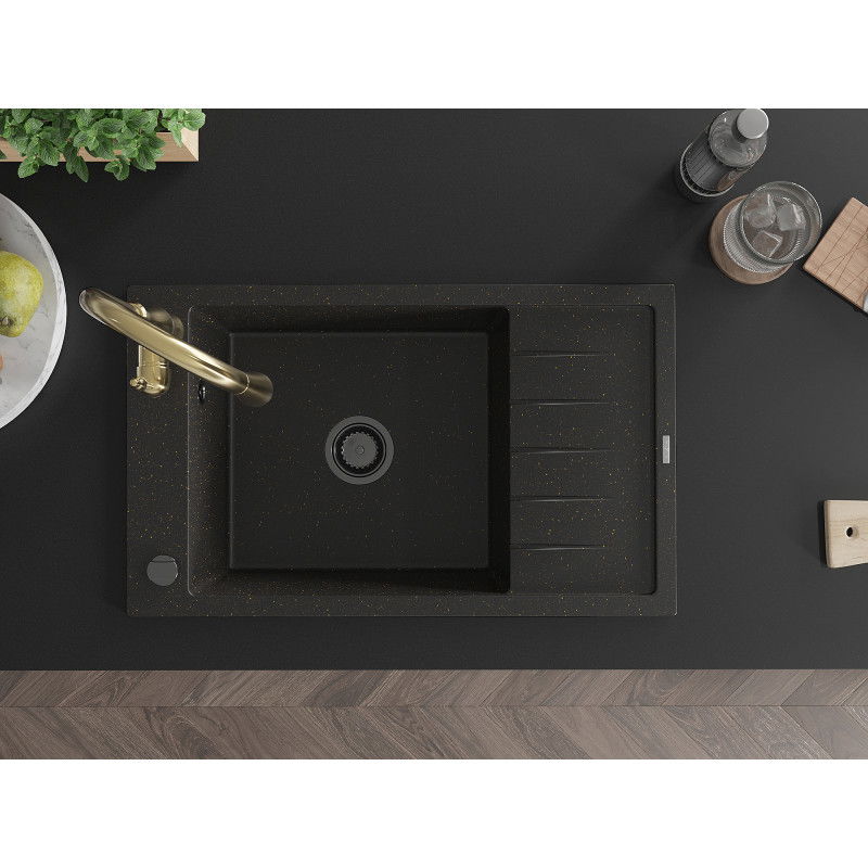 Mexen Elias гранитна мивка с 1 камера с отцедник и кухненски смесител Savita,