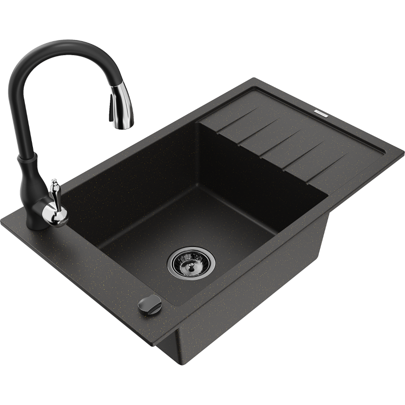 Mexen Elias градинен мивка с едно корито с отцедник и кухненски смесител