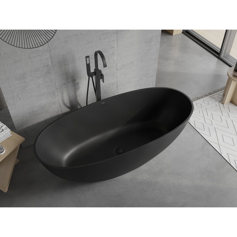 Mexen Bari самостоятелна вана от конгломерат 165 x 75 см, черен мат - 57221657570