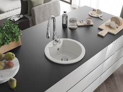 Mexen Diego гранитна мивка с 1 камера и кухненски смесител Savita, бял - 6512-20-672601-00