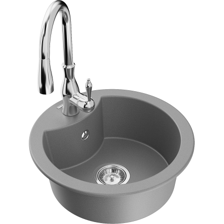 Mexen Diego гранитна мивка с 1 отделение и кухненски смесител Savita, сива