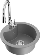 Mexen Diego гранитна мивка с 1 отделение и кухненски смесител Savita, сива