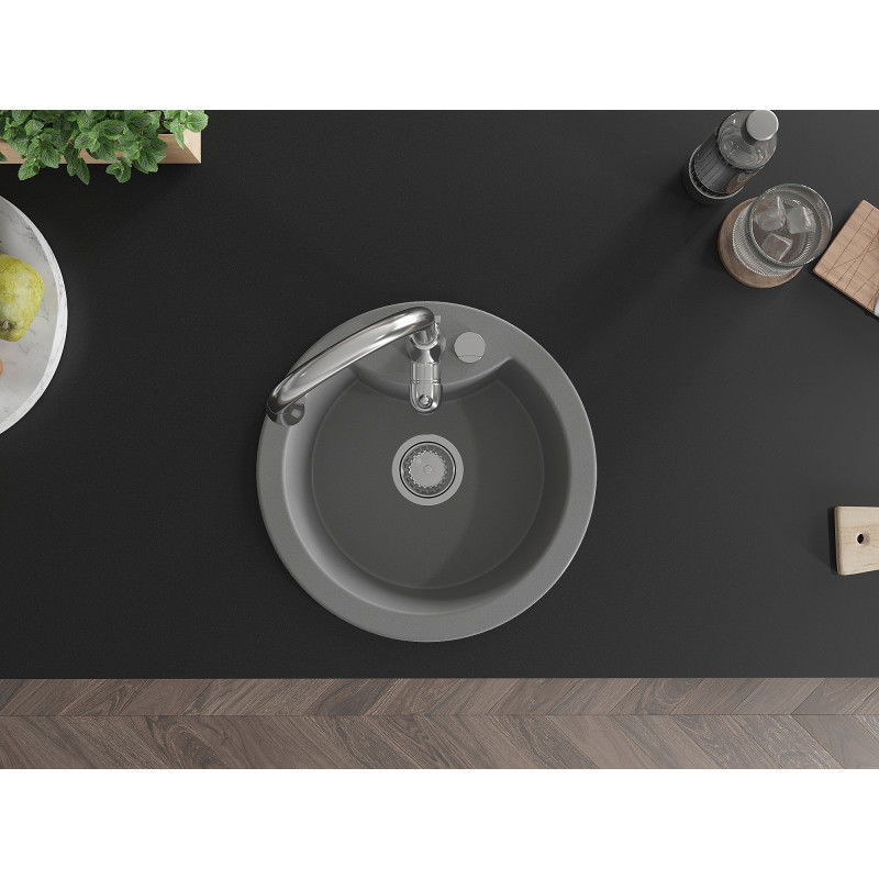 Mexen Diego гранитна мивка с 1 отделение и кухненски смесител Savita, сива